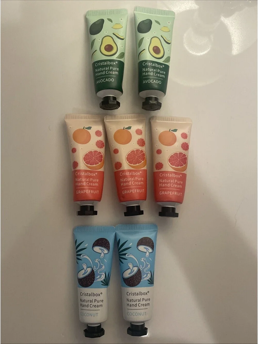 Cristalbox Natural Pure Hand Cream Coconut, Grapefruit, Avocado- Set Of 7 -20g